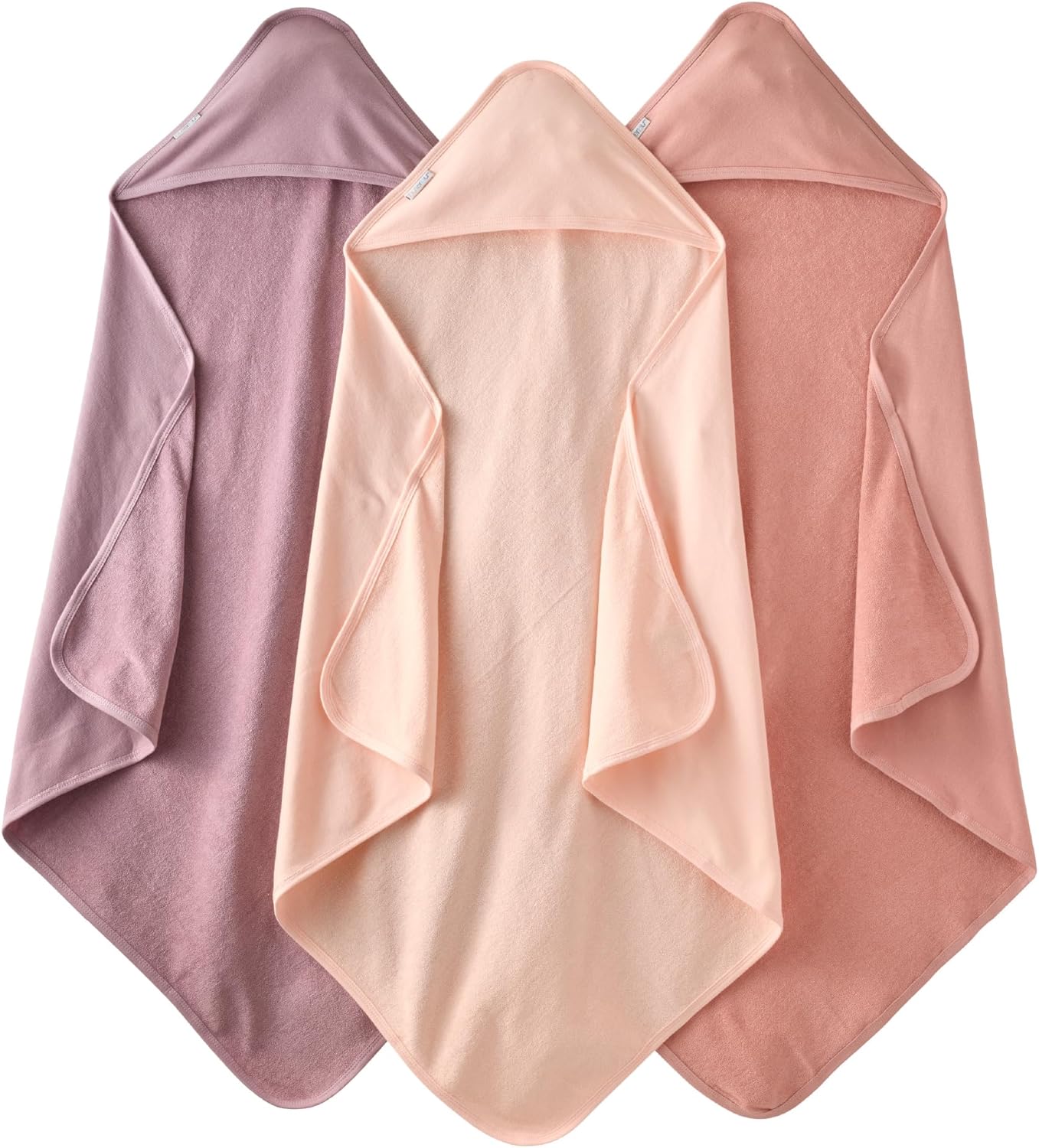Butterblu Harper - 100% Organic Cotton Hooded Towels in Soft and Absorbent Baby Terry, 3-Pack, Sorbet, One Size
