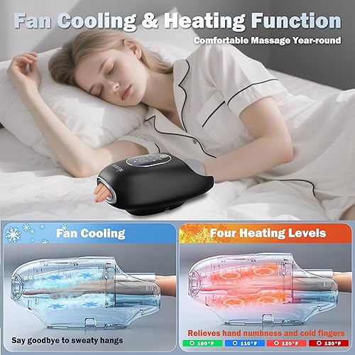 Vista 13 de belhope Masajeador de manos con 9 modos y 4 opciones de calefacción para terapia de calor y frío, masajeador de manos y muñecas para artritis