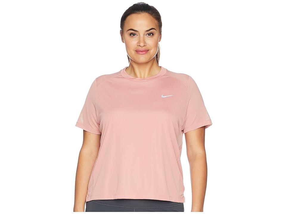 

Nike Dry Miler Short-Sleeve Running Top (Sizes 1X-3X) (Rust Pink) Women's Short Sleeve Pullover