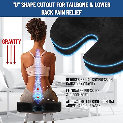 Miniatura 41 de Everlasting - Cojín para silla de oficina - Cojín para aliviar el dolor de coxis y nervio ciático 08. Azul