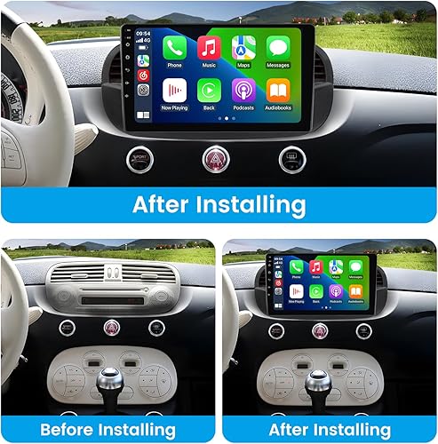 Miniatura 2 de 1280 x 720 Andorid 12 8 Core 2+32GB Radio para Fiat 500 500C 2007-2015 Kit de reemplazo estéreo de tablero de 9 pulgadas, pantalla táctil IPS