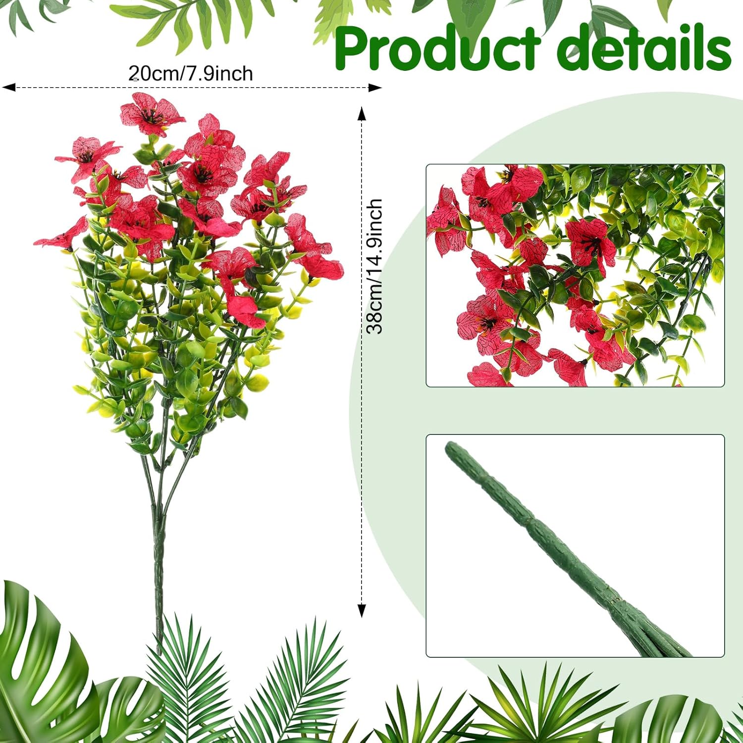 Hotop 36 Bundles Artificial Flowers Outdoor Uv Resistant Artificial Flowers Fake Plants Plastic Wildflowers for Hanging Planter Porch Window Home Wedding Spring Summer Decor(Classic Colors)