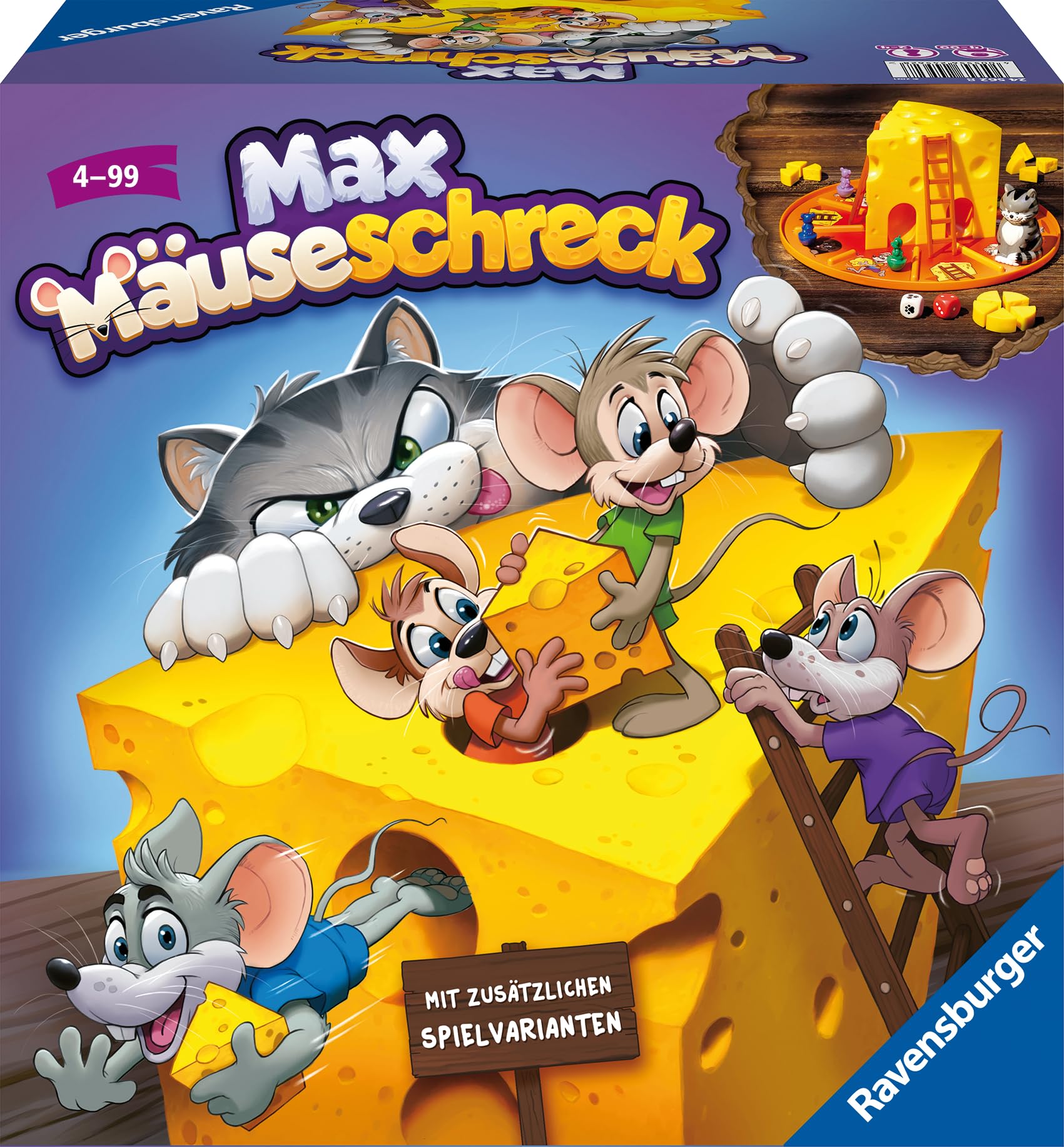 Ravensburger Kinderspiele 24562 - Max Mäuseschreck - Würfelspiel für 2 bis 4 Spieler, Kinderspiel ab 4 Jahren