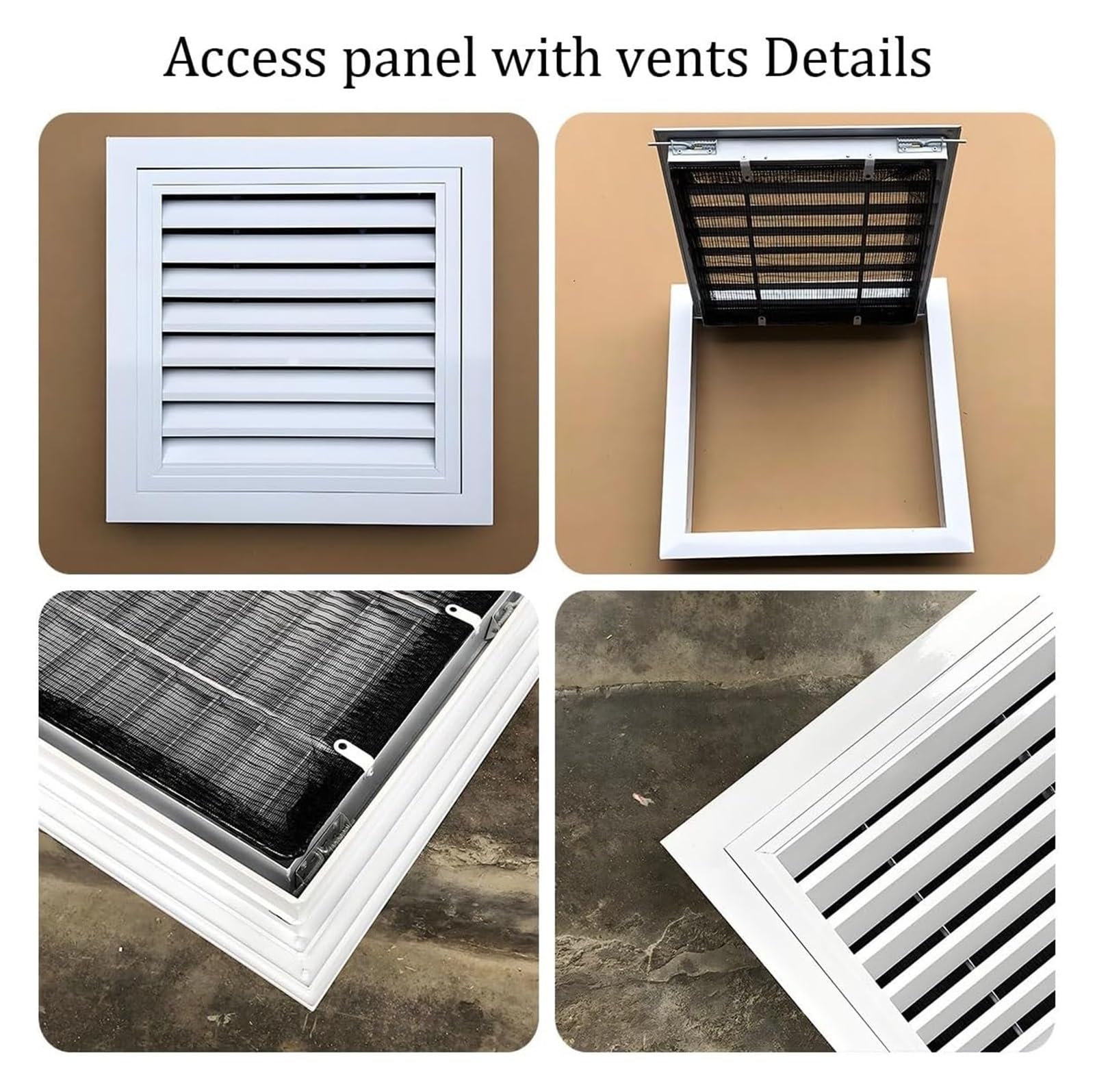 Panel de acceso, Tamaños múltiples de la cubierta rejilla ventilación del panel acceso con persianas aleación aluminio(24x22in-60x55cm)