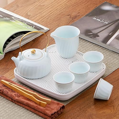 Miniatura 9 de Juego de té chino, juego de té Kung Fu, juego de té de gongfu, juego de té de porcelana, juego de té de elevación de mango, juego de té de porcelana