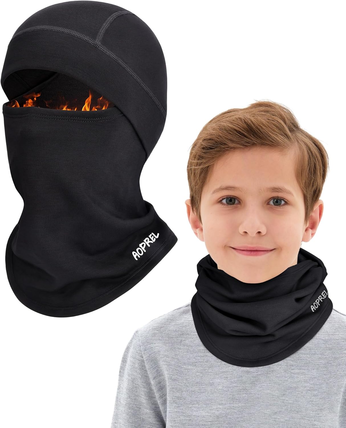 Kids Balaclava Ski Mask, Modal Wool Blend Soft Face Mask for Boys & Girls, Windproof Full Face Cover for Cold Weather