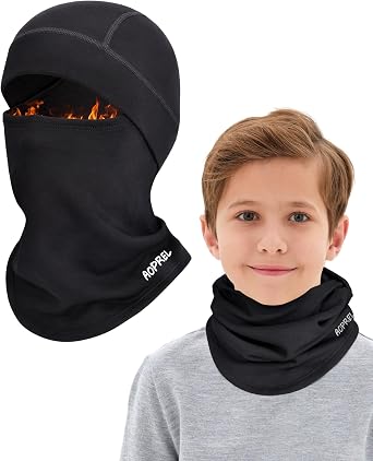 AOPREL Kids Balaclava Ski Mask, Modal Wool Blend Soft Face Mask for Boys & Girls, Windproof Full Face Cover for Cold Weather