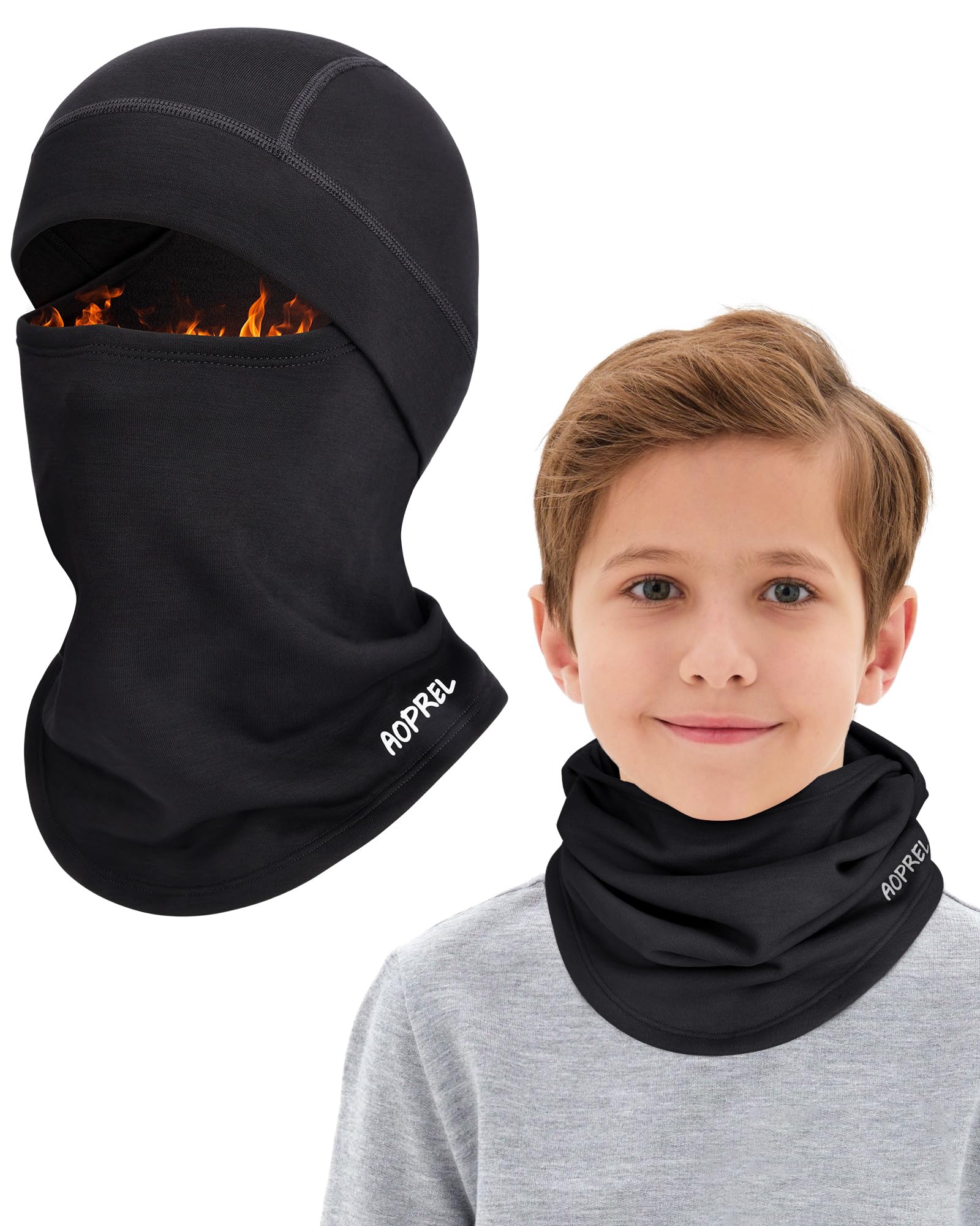AOPREL Kids Balaclava Ski Mask Modal Wool Blend Soft Face Mask for Boys Girls Windproof Full Face Cover