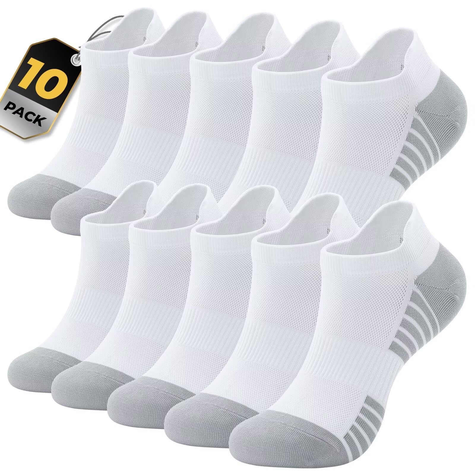TANSTC Men Trainer Socks 10 Pairs, Cushioned Low Cut Ankle Sock Sport  -Socks for Men, Breathable Running-Sock for Walking, and Gym