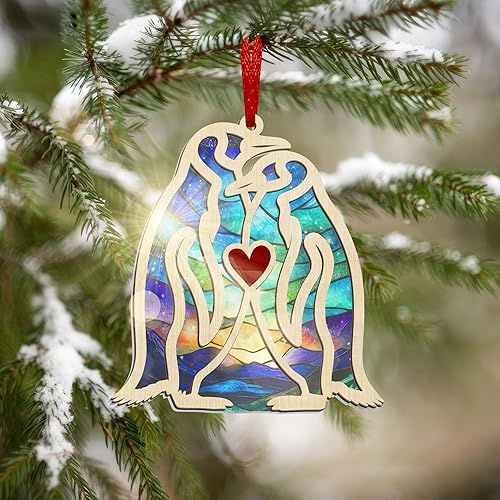 Miniatura 7 de TEEZWONDER Regalos de aniversario para parejas para hombres y mujeres, adornos de Navidad con atrapasoles 2025, decoraciones de árbol con tarjeta,