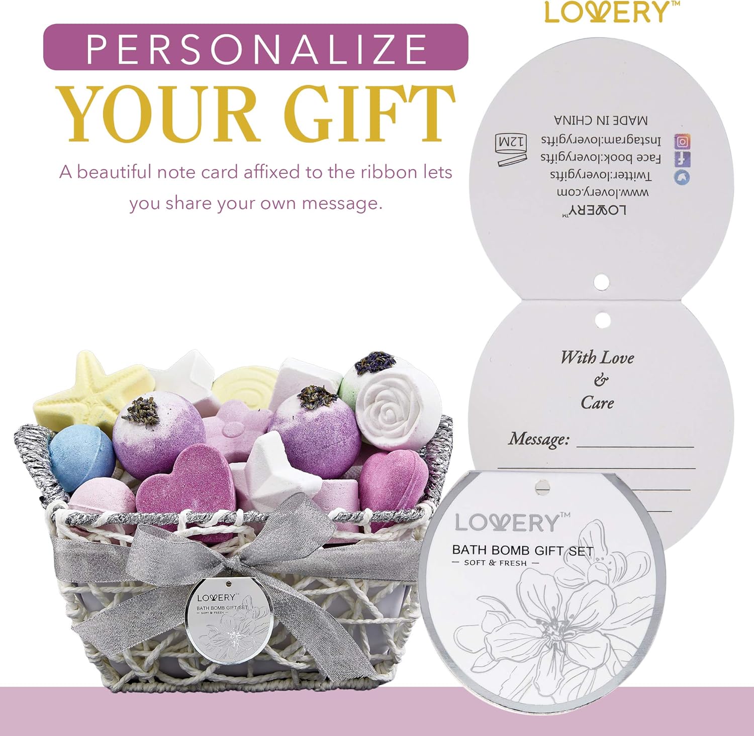 Bath Bombs Gift Set for Women, 17 Large Bath Fizzies in Assorted Colors, Shapes & Scents,Bath and Body Spa Set with Shea & Coco Butter–Ultra Rich Spa Set in Handmade Weaved Basket