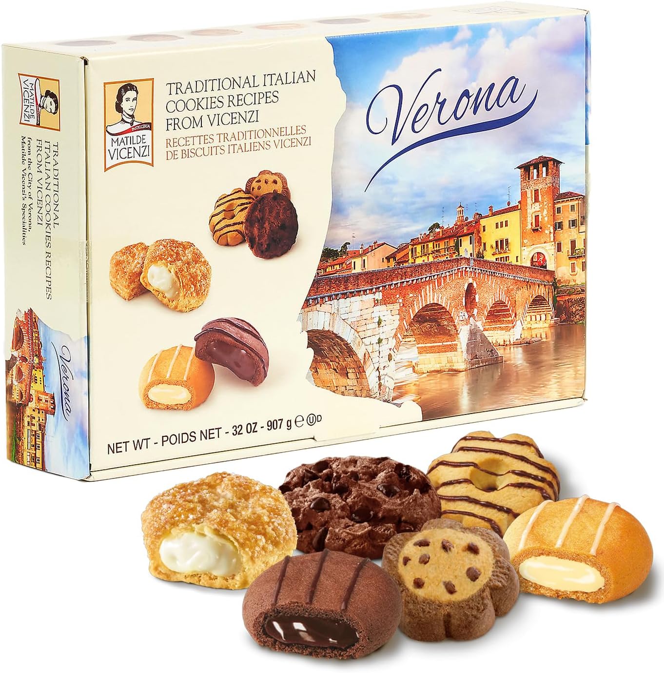 Matilde Vicenzi Verona Excellence Gift Box - Assortment of Italian Pastries and Cookies for Thanksgiving, Christmas, Birthday, Get Well and Other Special Occasions - 32 oz (907g)