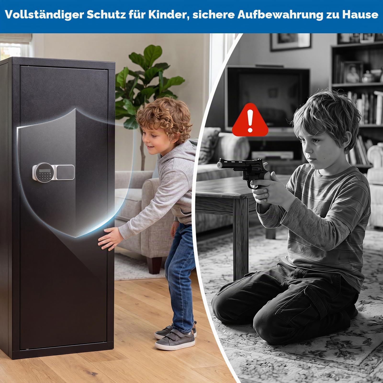 COSTWAY Waffenschrank für 6 Gewehre, Langwaffenschrank aus Stahl