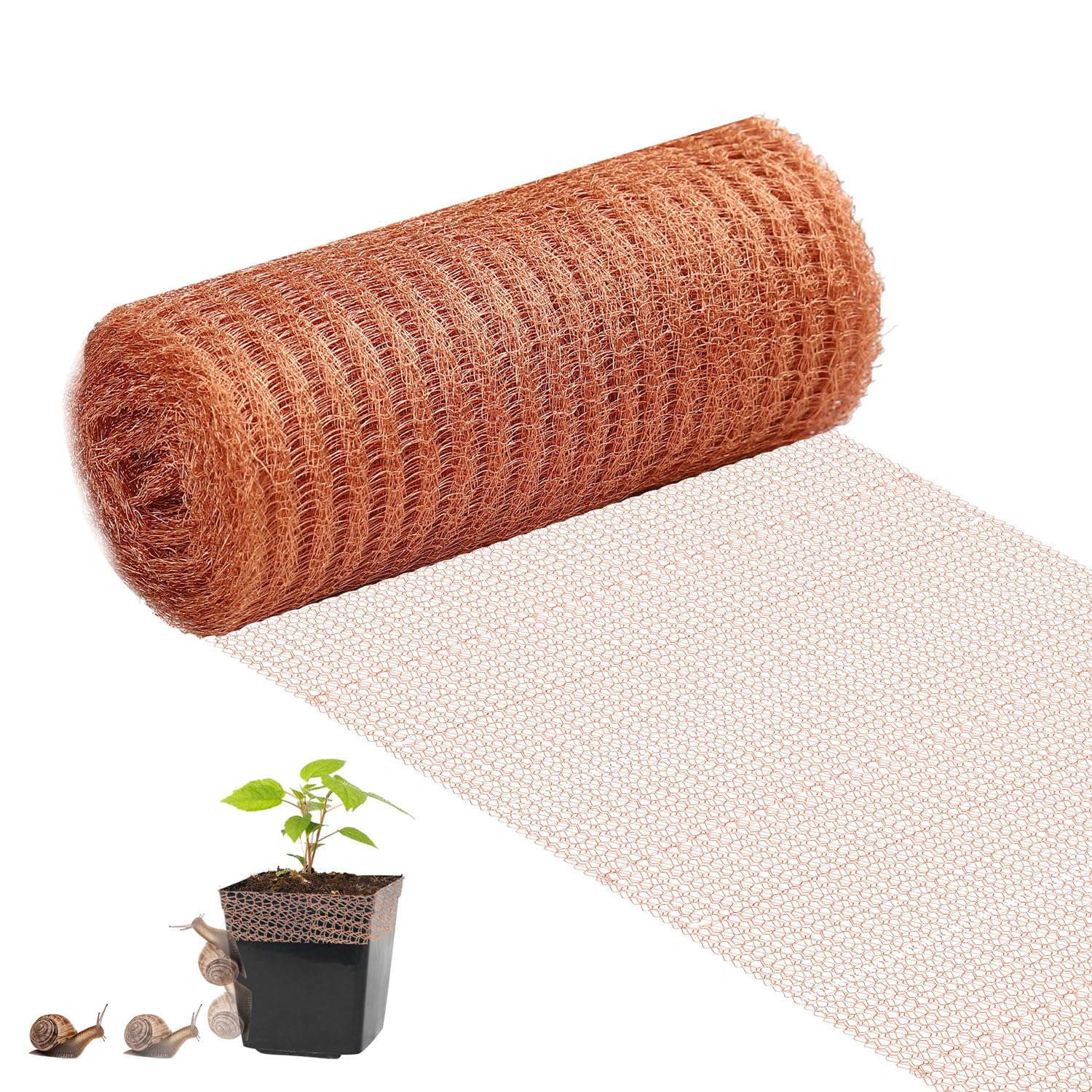 Siatka z Drutu Miedzianego Zapobiegająca 12,7 CM x 6M Ślimakowi Miedziany Drut Anty, Podwójne Ogrodzenie, Podwyższone Grządki Łatwe Cięcien Do Ogrodu Balkonu