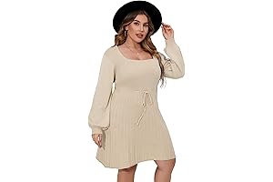 Cozy and Chic: Plus Size Lantern Sleeve Sweater Dress for Winter