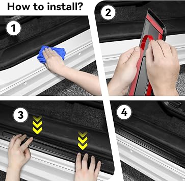 4PCS Door Sill Protector Compatible with Subaru 2025 Forester Accessories Matte Black ABS Plastic Material Auto Door Entry Guards