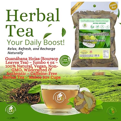 Miniatura 6 de Hojas de Guanábana (té de hojas de guanábana) – Jumbo 4 onzas – 100% natural, vegano, sin OMG, elaborado en la naturaleza y auténtico – Té de