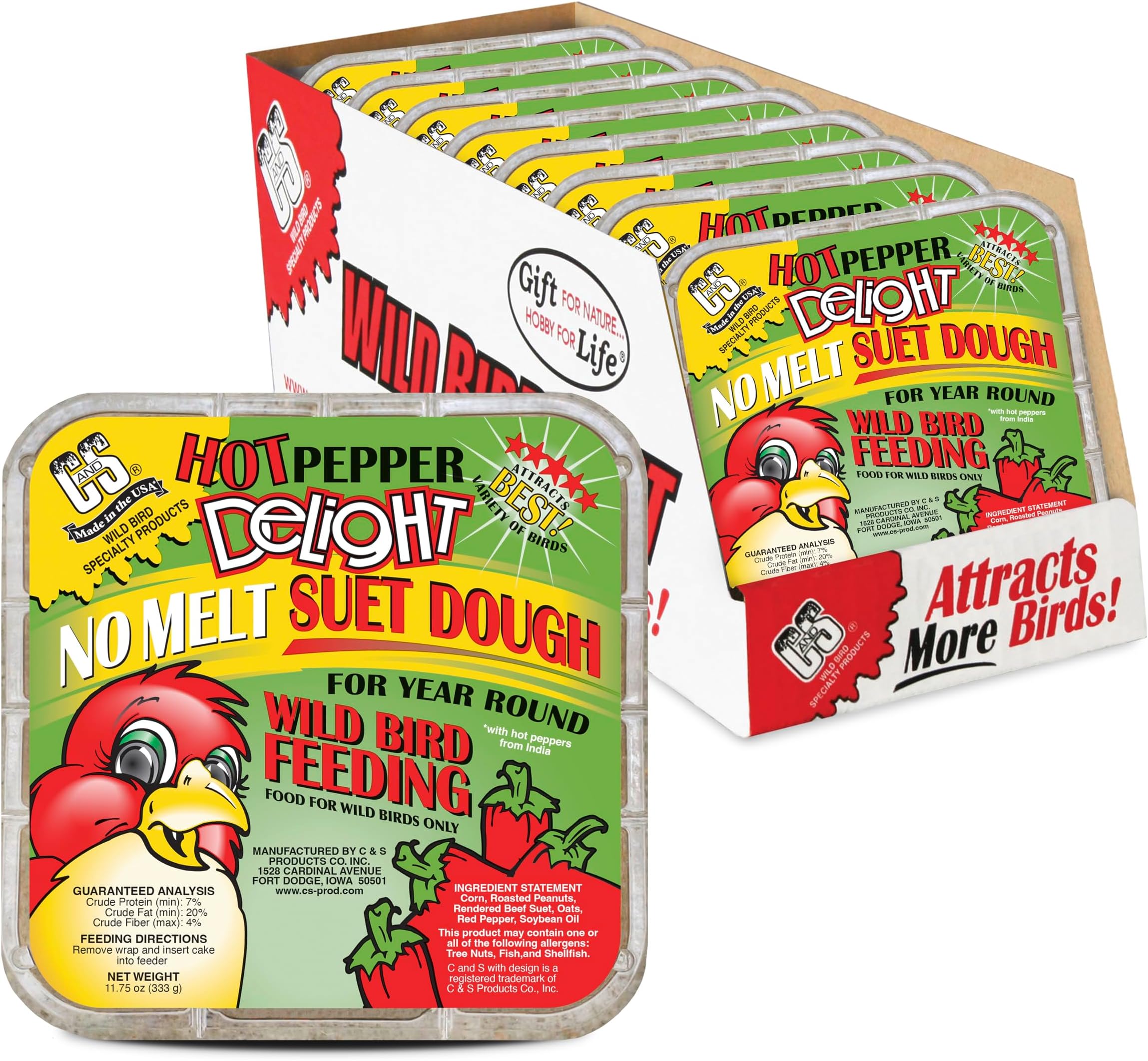 Hot Pepper Delight No Melt Suet Dough 11.75 Ounces, 8 Pack