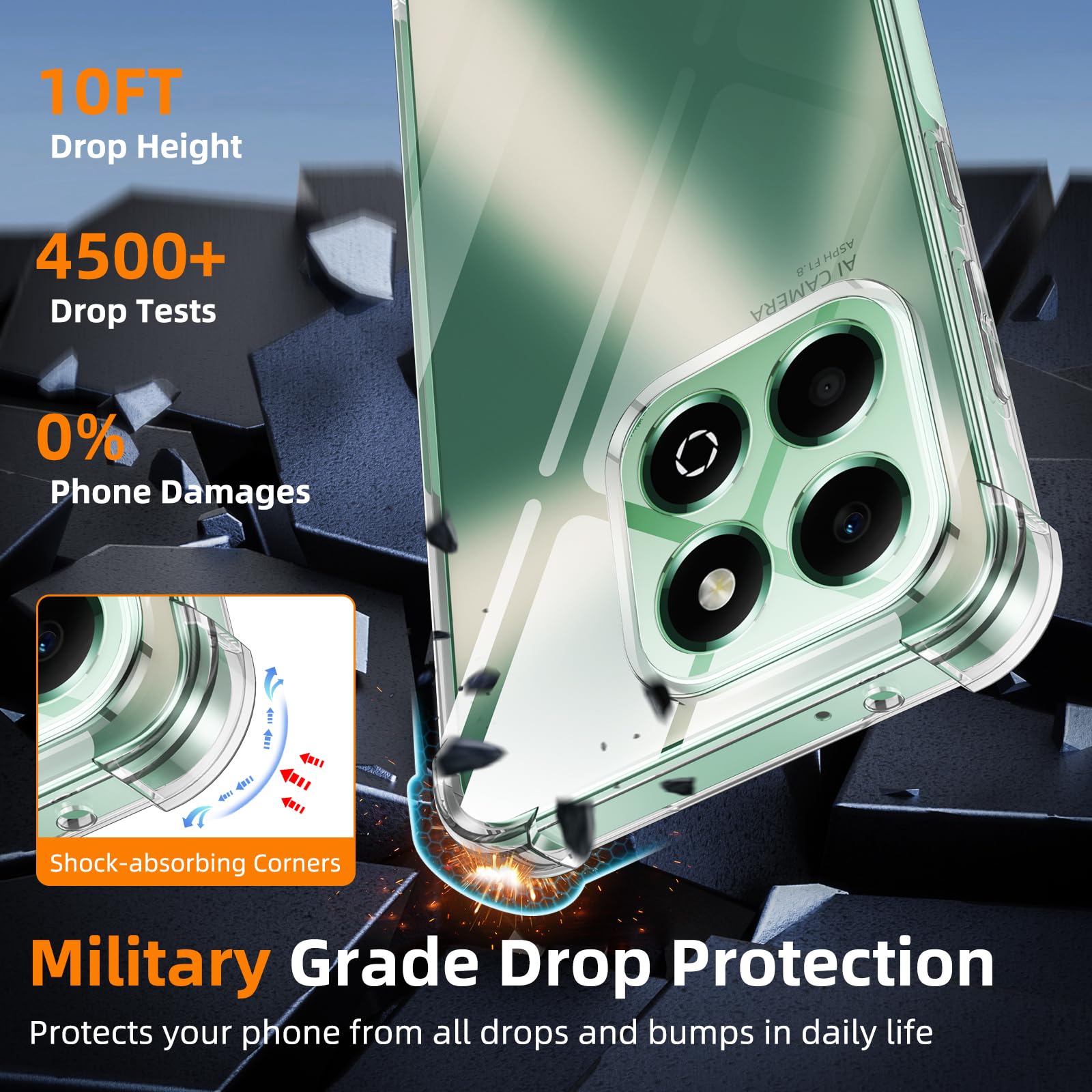 KJYF Cover per Honor X6 (6,5), Nero Ultra Sottile Silicone Anti-Graffio Protezione Custodia con Supporto Tablet Pieghevole Regolabile Supporto Telefono Cellulare (Bianco