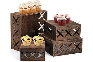 Yarlung Rustic Wood Decor: Nesting Cupcake Stands for a Charming Touch