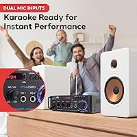 Vista 5 de Pyle Amplificador de potencia estéreo Bluetooth inalámbrico de 200 W, receptor de audio de 2 canales con RCA, USB, SD, entrada de micrófono, radio