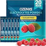 OZENKE Electrolytes Powder Packets, Hydration Packets, Electrolytes Sugar Free, Portable Electrolyte Drink Mix for Rapid Hydration, No Sugar & Low Sodium | 0 Calorie | Raspberry Flavor | 20 Sticks