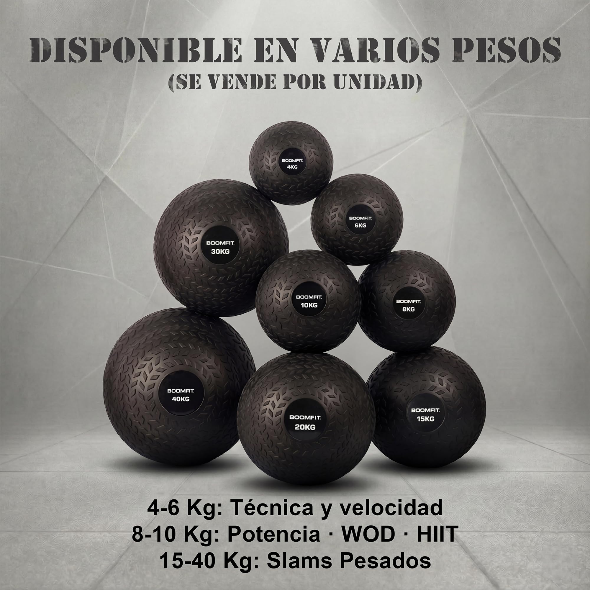 BOOMFIT Slam Ball 4-40kg | Palla Medica Antirimbalzo per Crossfit e Allenamento Funzionale | High-Grip No-Bounce per WOD, HIIT e Potenza Core | Ideale per Home Gym e Atleti