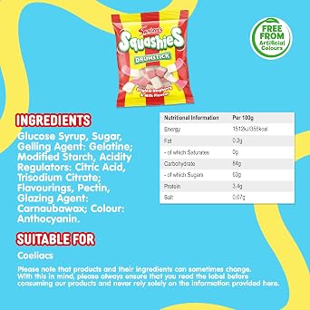 Swizzels Squashies Sweets, Drumstick Squashies Original, Single Pack 140g