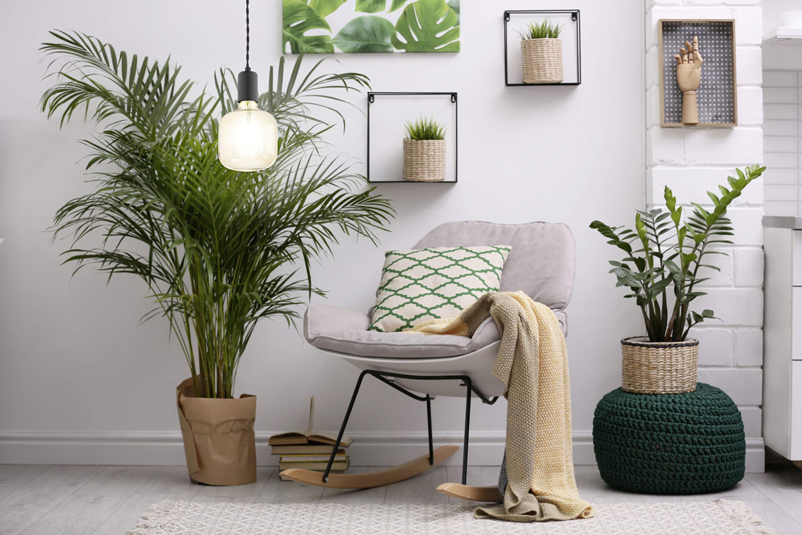 EGLO Pendelleuchte Yorth – Hängeleuchte In Grau Mit Schwarz-weißem Kabel, Industrial-Design, Dimmbar Für Wohnzimmer Oder Küche