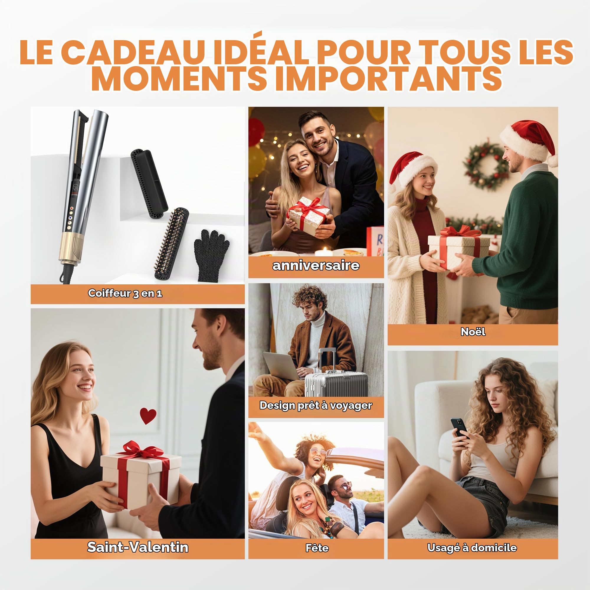 OKWRAP Air Straightener 2 en 1 Seche Cheveux Lisseur Ionique 1600W