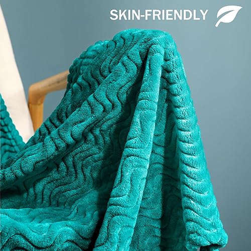 Miniatura 5 de Exclusiva Mezcla - Manta de franela grande de 50 x 70 in, tejido jacquard con diseño de ondas, suave, ligera y decorativa