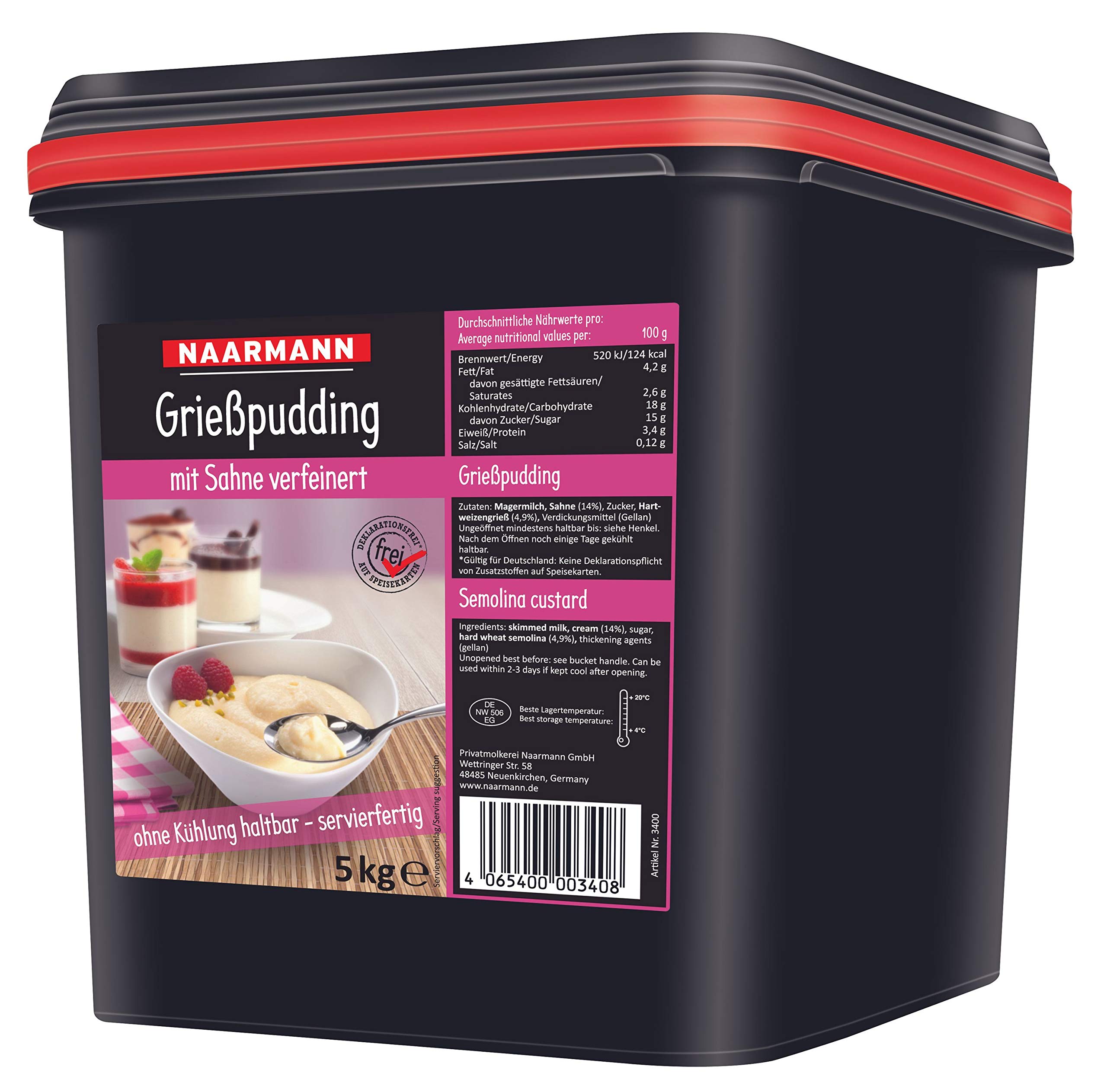 Naarmann Grießpudding mit Sahne verfeinert körnig cremig 5000g