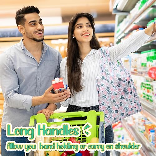 Vista 5 de Geyee 40 bolsas de comestibles reutilizables, plegables a granel, para cocina, impermeables, resistentes, con asa para bolsa