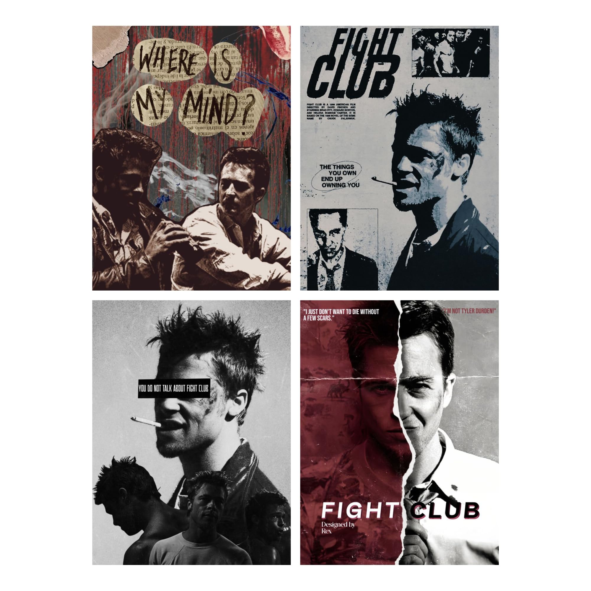 Goodi Cart - Fight Club Poster Set of 4 | Unframed Wall Art Prints 9 x 12 Inch | Aesthetic Room Decoration for Bedroom, Living Room & Hostel Room-image-2