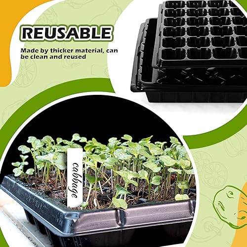 Miniatura 5 de Yinder Juego de 20 bandejas de inicio de semillas con cúpula de 72 celdas y bandeja de 1020 sin agujeros con 100 etiquetas para iniciación