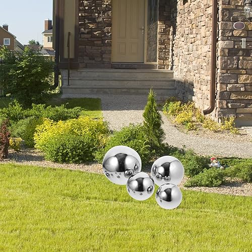 Miniatura 3 de Yardwe Bolas de espejo irrompibles grandes para decoración de jardín, bolas de reflexión al aire libre, de acero inoxidable, esfera de globo de