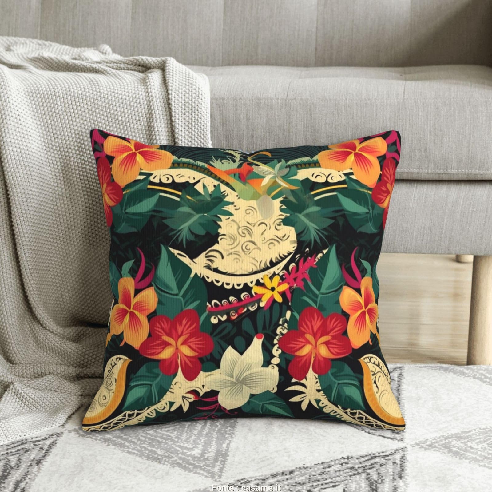 Housse coussin velours côtelé hawaïen 40x40 cm déco maison lit canapé voiture