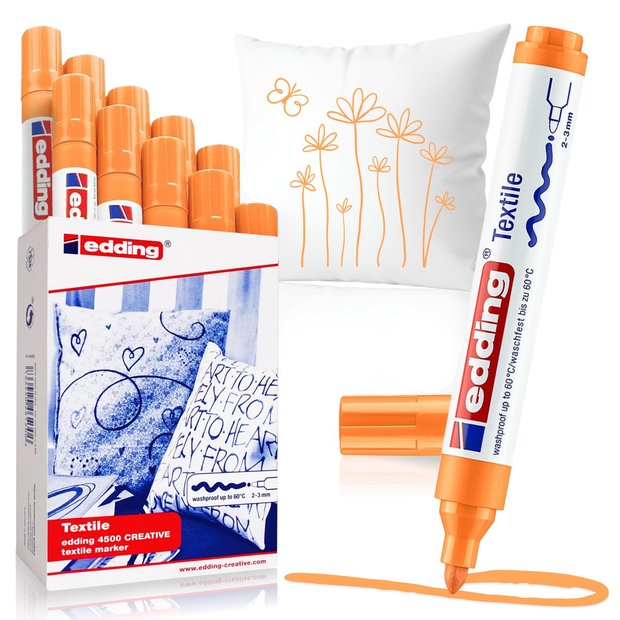 edding 4500 Textile Marker Neon Orange 4-4500066
