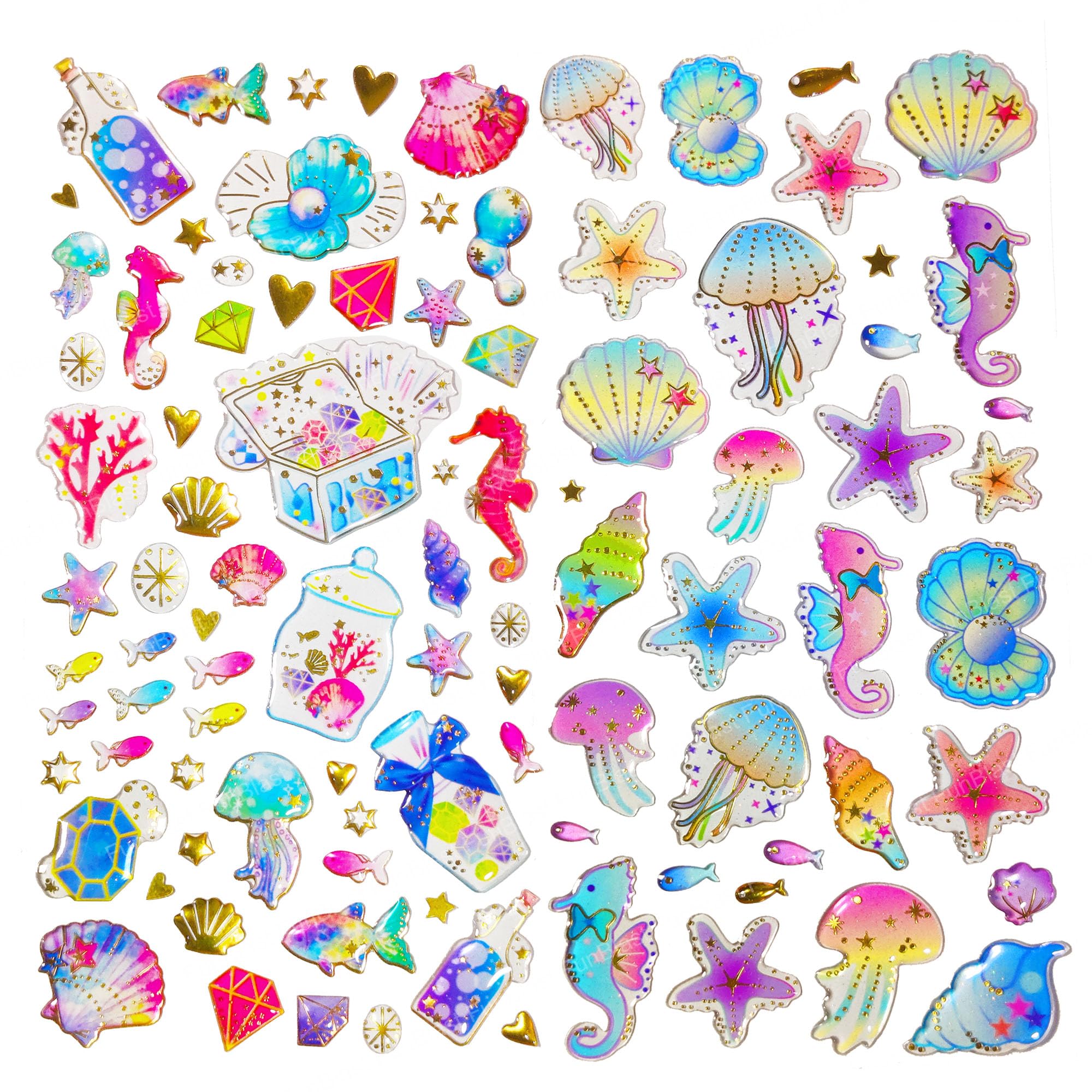 FunBlast Sea World Kawaii Stickers Set – 2 Sheets, 80+ Stickers for Kids, 3D Stickers for Girls, Aesthetic Sticker, Cute Stickers, Craft Stickers, Self-Adhesive Stickers (Multicolor) (B0D6KHJSCG) Amazon Price History, Amazon Price Tracker