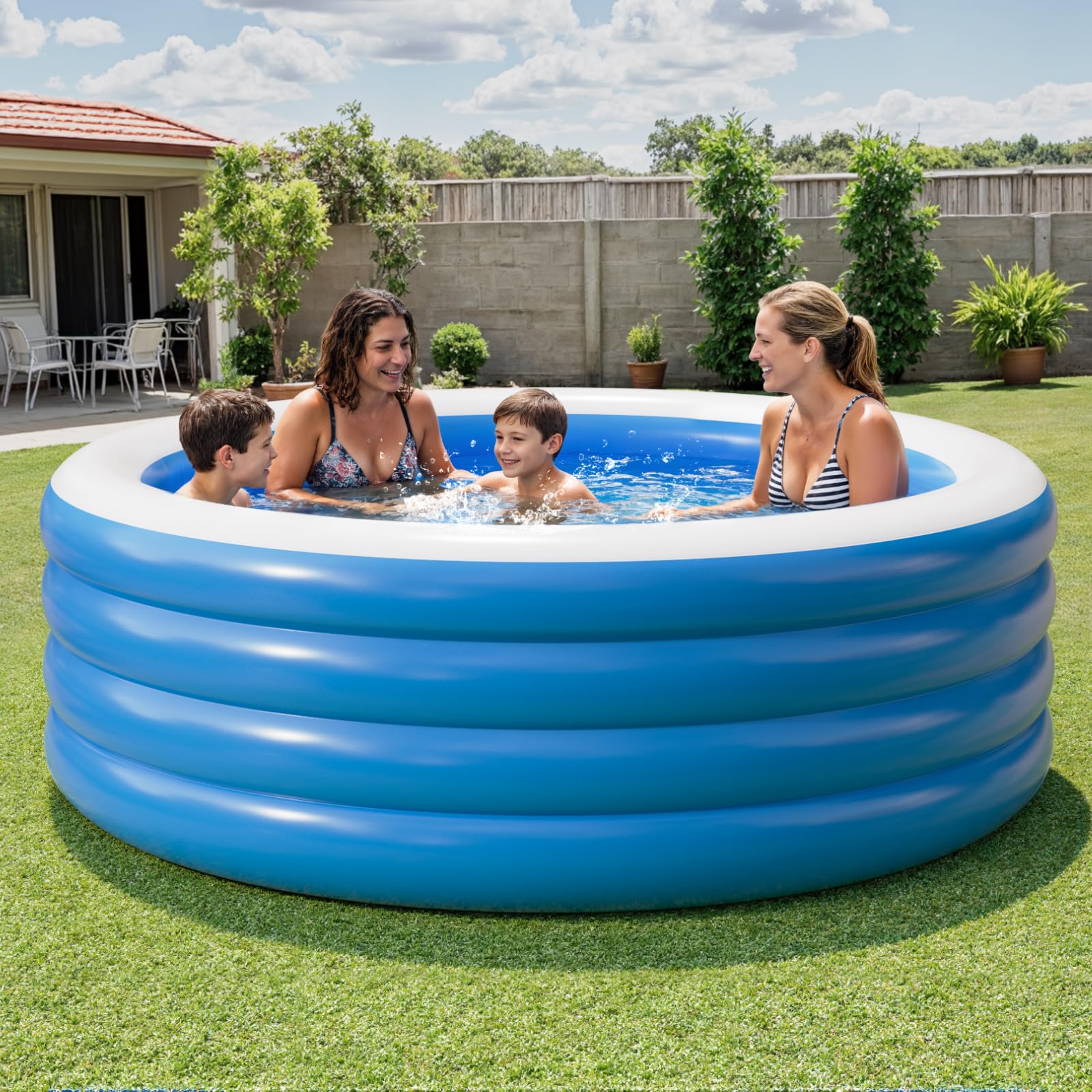 Piscine gonflable pour adultes, grande piscine gonflable de 203,2 x 76,2 cm, piscines gonflables de taille complète, piscine gonflable ronde épaisse pour l'extérieur, le jardin