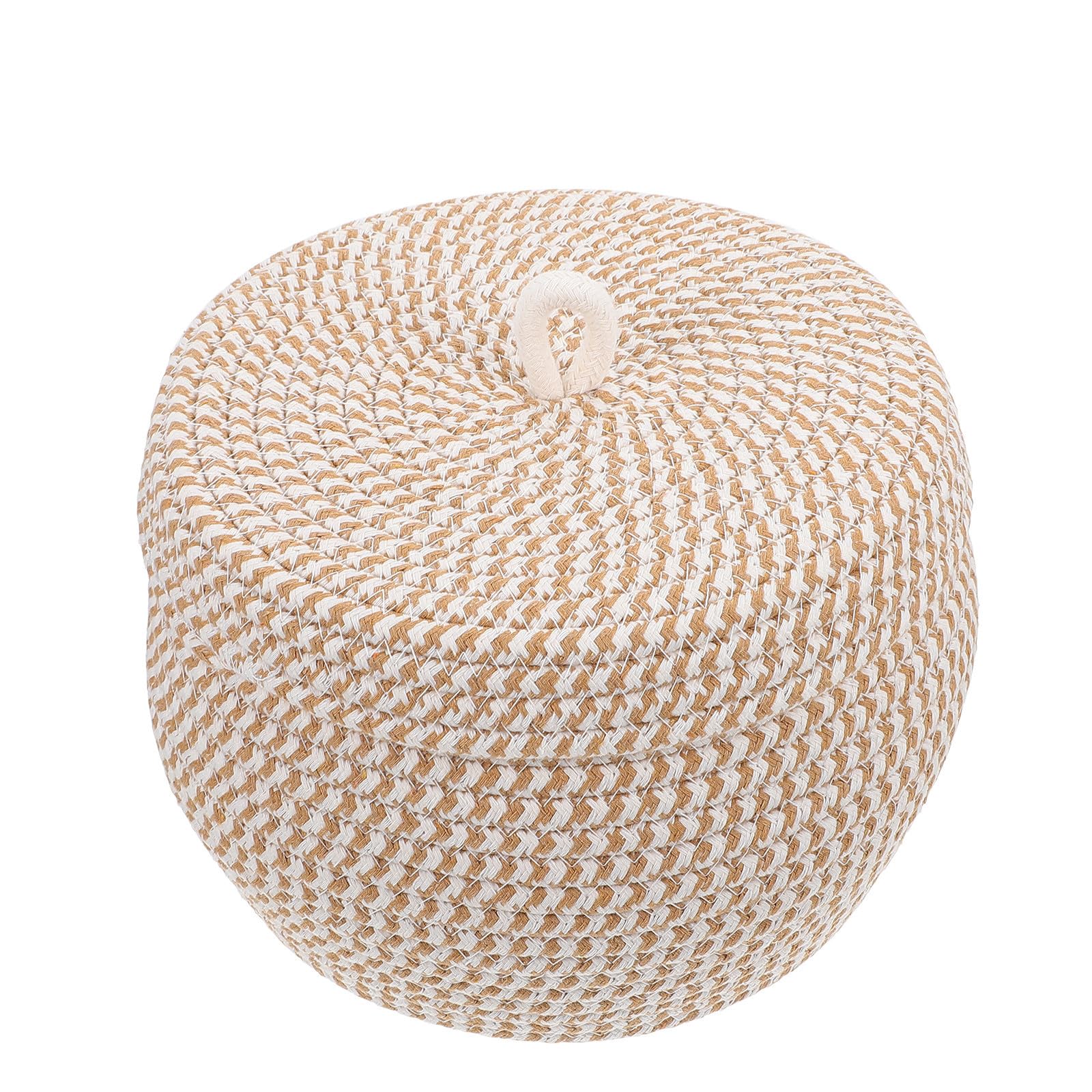 Panier rond décoratif en corde de coton tressée de haute qualité avec couvercle élégant