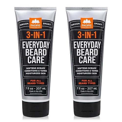 Pacific Shaving Company Cuidado de la barba 3 en 1 fórmula ultraconcentrada que suaviza la mancha, acondiciona, doma e hidrata la piel para