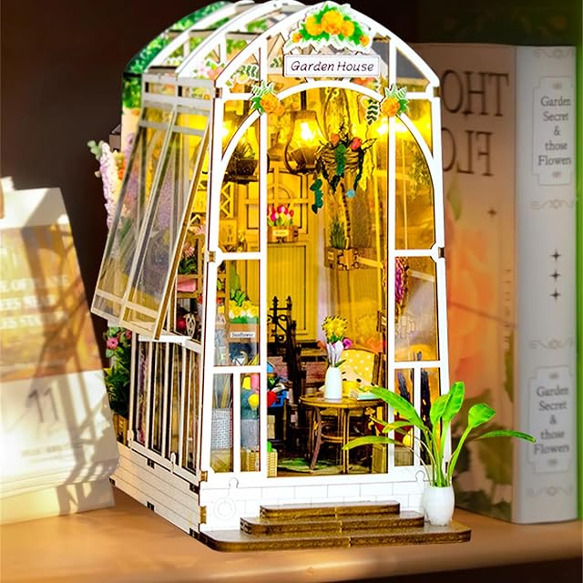 DIY Book Nook Kit - Casa de muñecas en Miniatura de Madera con Muebles y Luces LED, Decoración del hogar…
