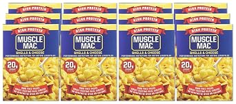 MUSCLE MAC Deluxe Shells & Cheese، Cheddar، 11 Ounce ( Pack of 12 )، Yellow، QP002