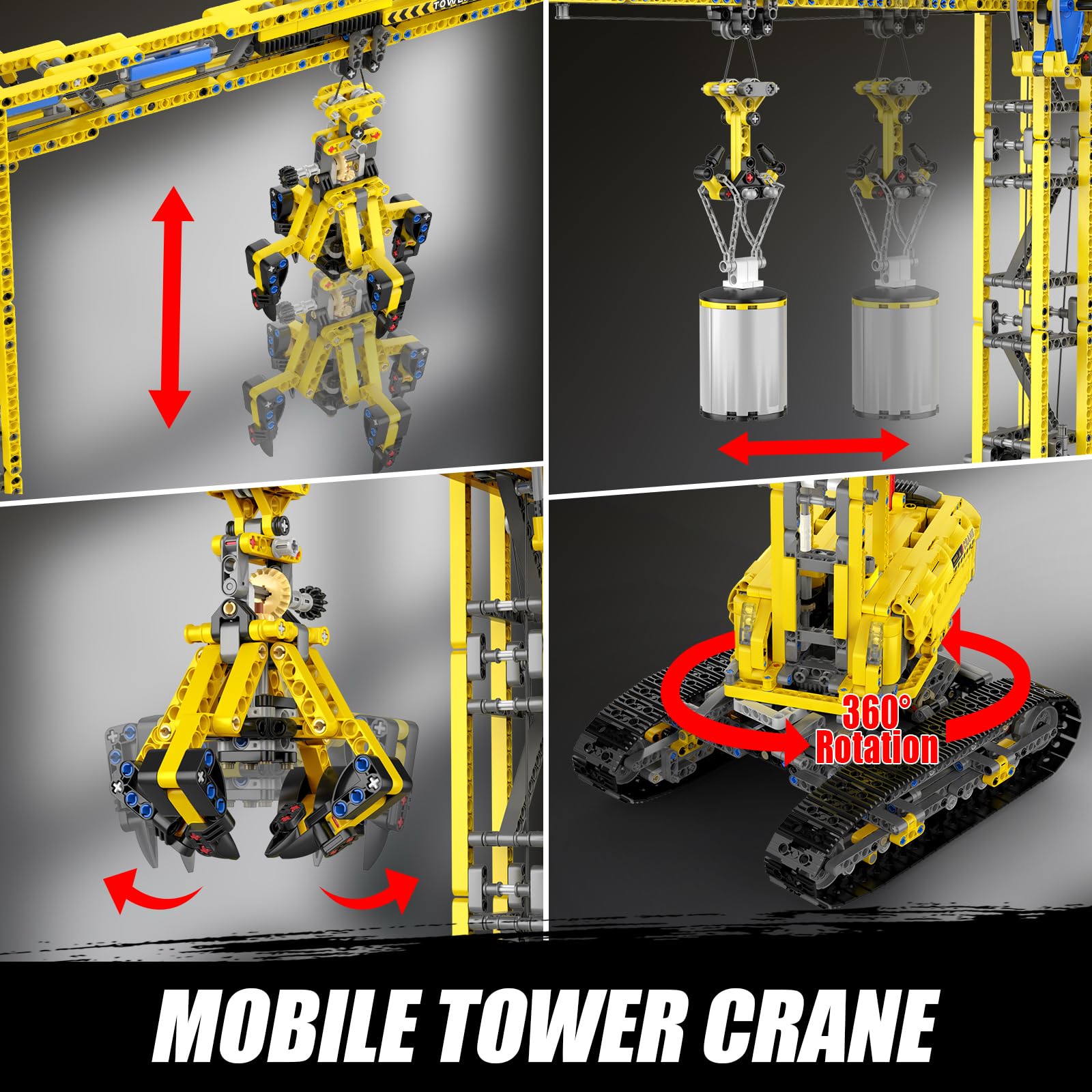 Mould King 17059 Technik Bagger Turmdrehkran Klemmbausteine, Modell Raupenkran für 14+ Jugendliche/Erwachsene, Mobiler Turmdrehkran Baustein-Bausatz Spielzeug (1731 Teile)