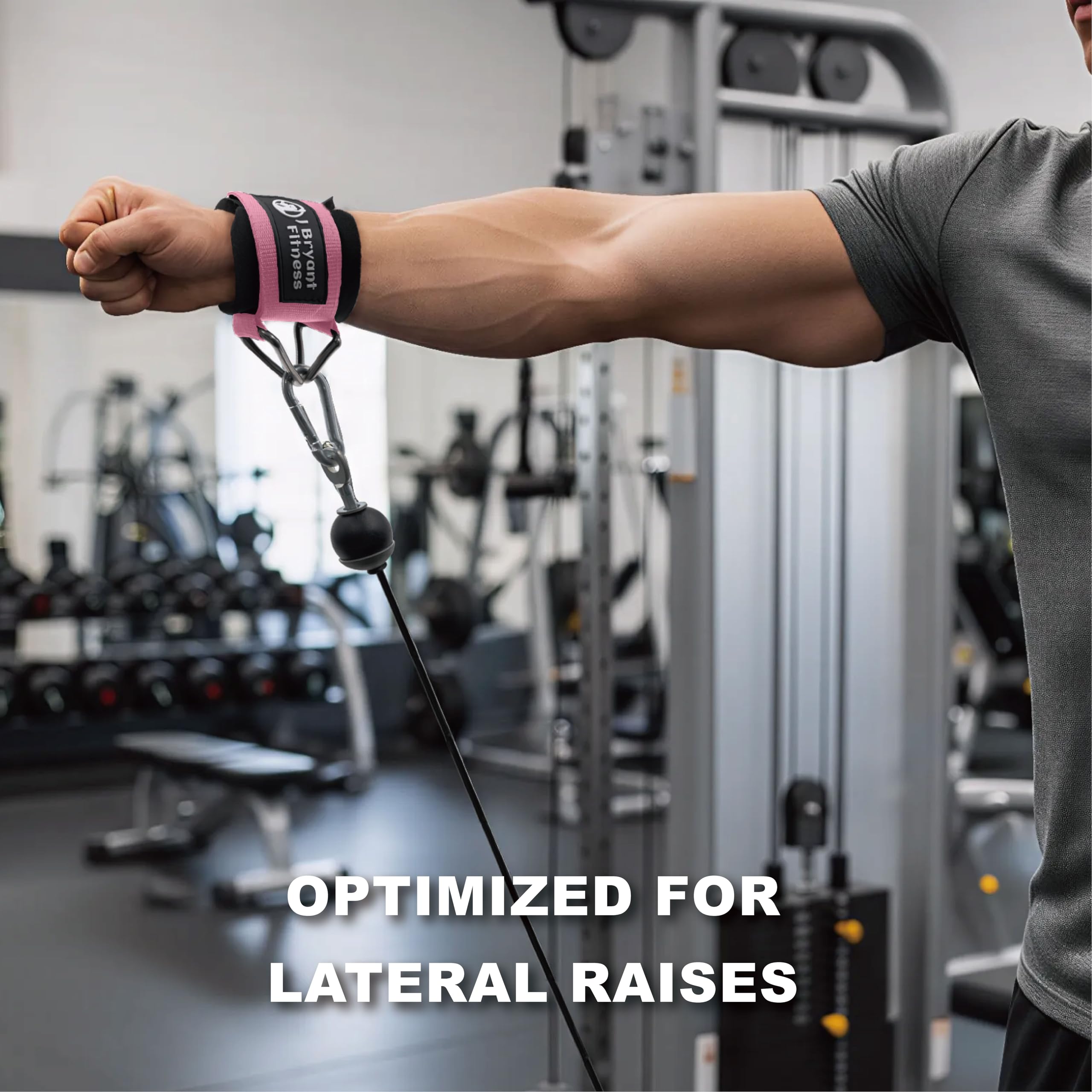 J Bryant Neoprene Padded Wrist Cuffs Gym Adjustable Straps System with Triangular Metal Rings for Cable Machines Resistance Bands & Strength Training - Image 7