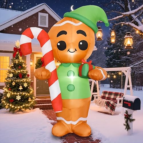 Miniatura 10 de Papá Noel gigante inflable de Navidad de 9 pies de alto con luces LED integradas, decoraciones inflables de Navidad al aire libre, decoración grande