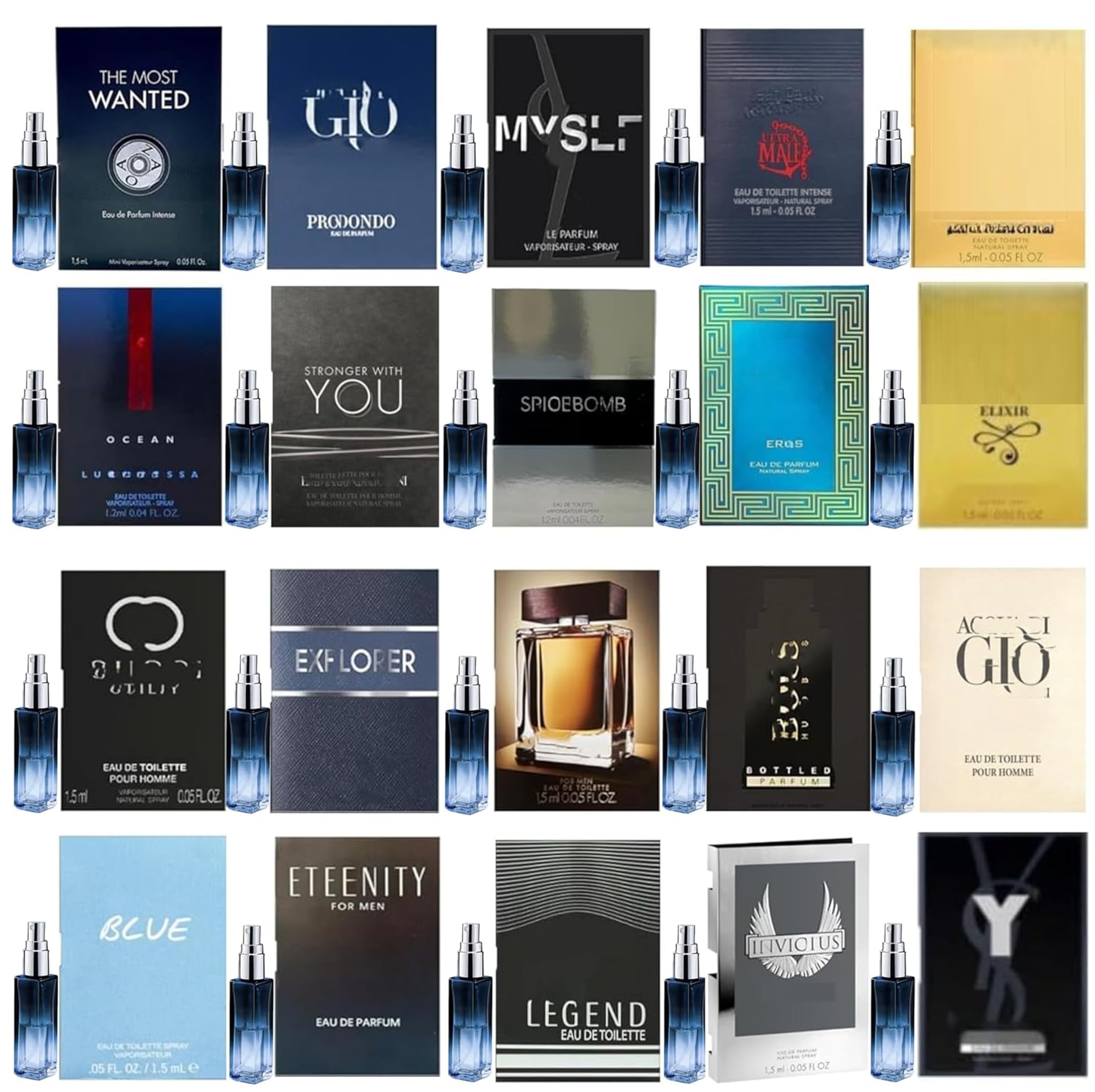 Mens Cologne Sampler Sets (4 or 8 botlles, 9ml each) - Choose your own designer cologne samples for men - Perfumes para hombres original, travel size perfumes gift set, men cologne sampler set