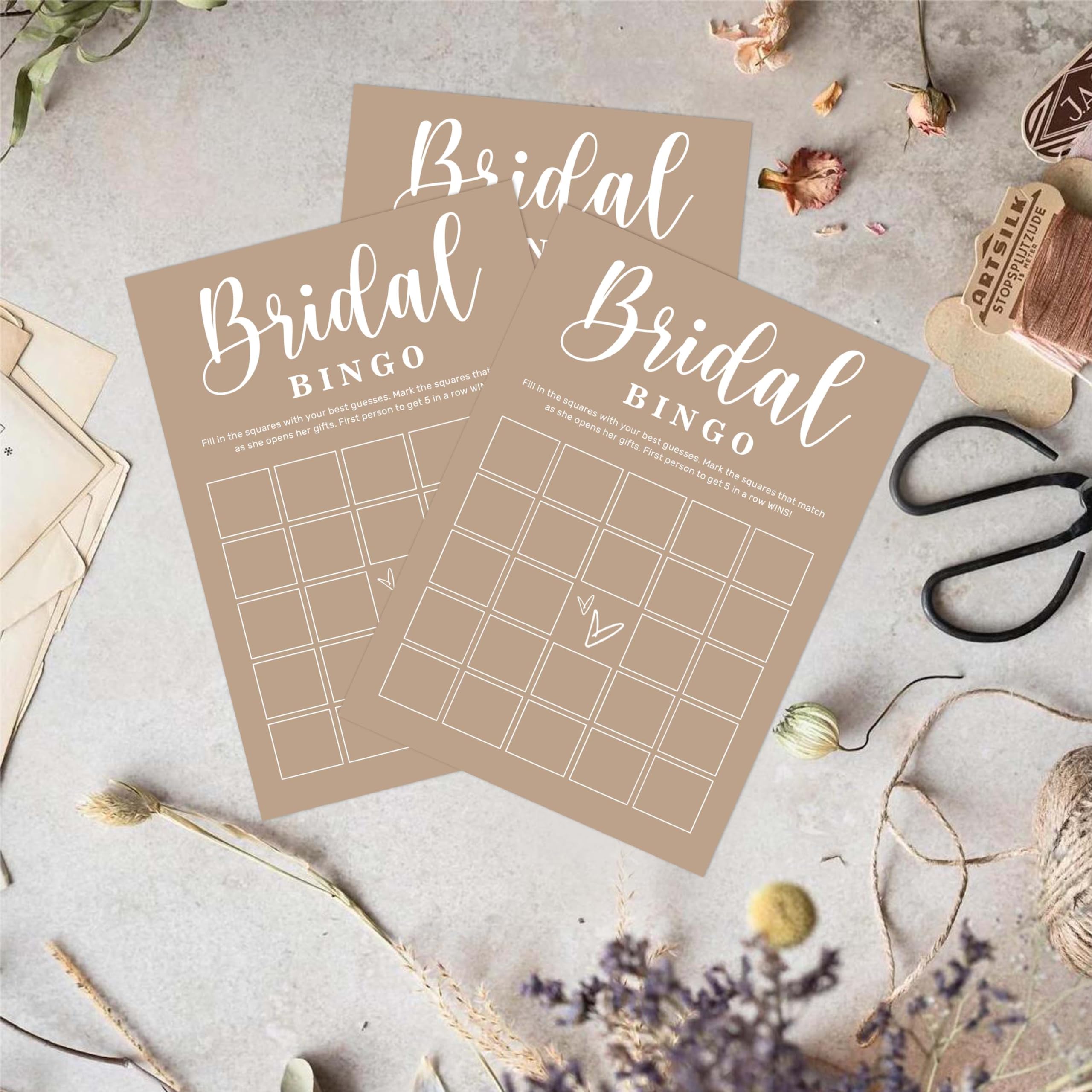 Bridal Shower Game Cards - Guess Over Or Under, 25 Cards, 5x7 Inches, Minimalist Brown Wedding Party Supplies - View #7