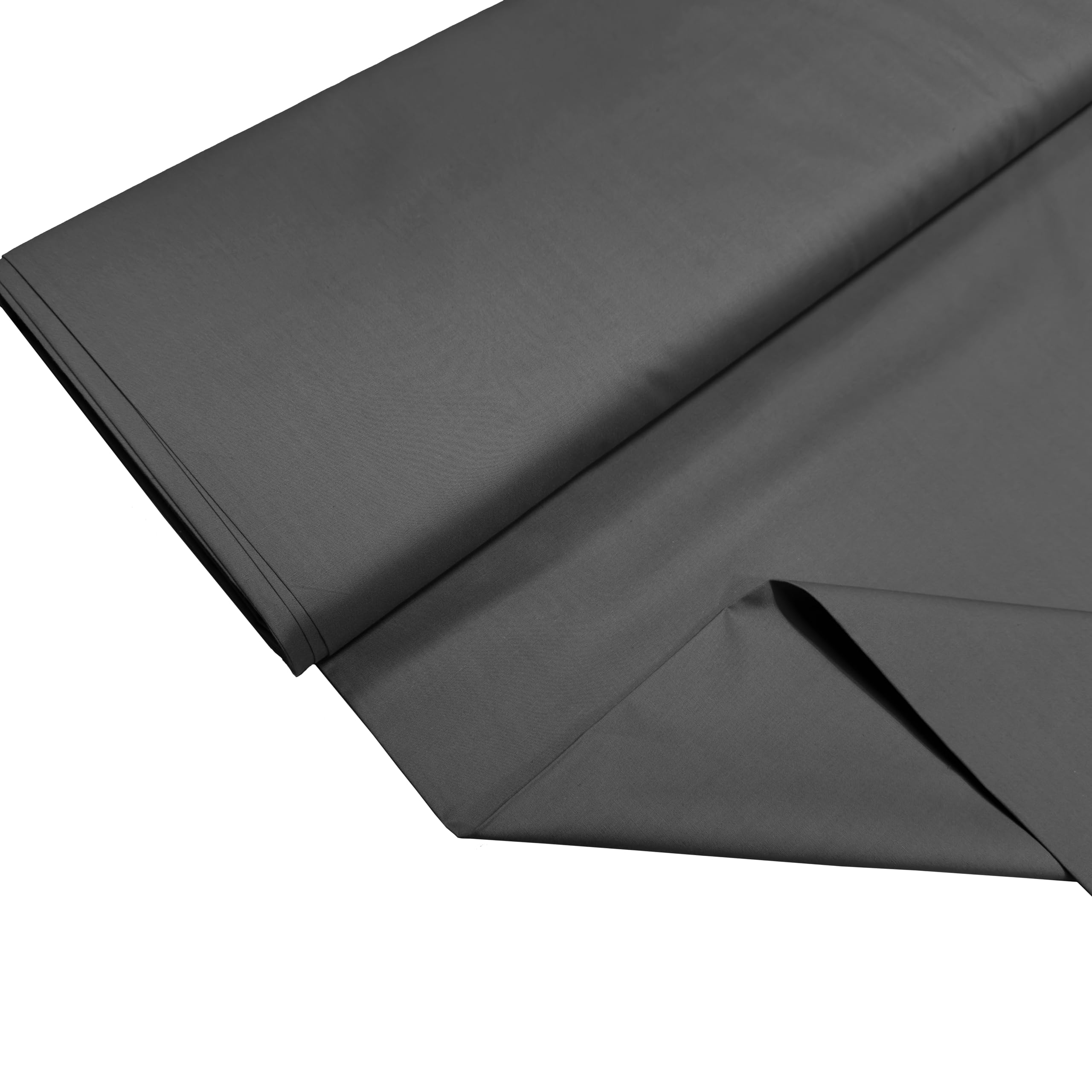 100% Cotton Percale Fabric – 200 Thread Count, 120 GSM, Breathable & Durable Material for Bedding, Quilting & Sewing - 500cm x 112cm (Graphite)